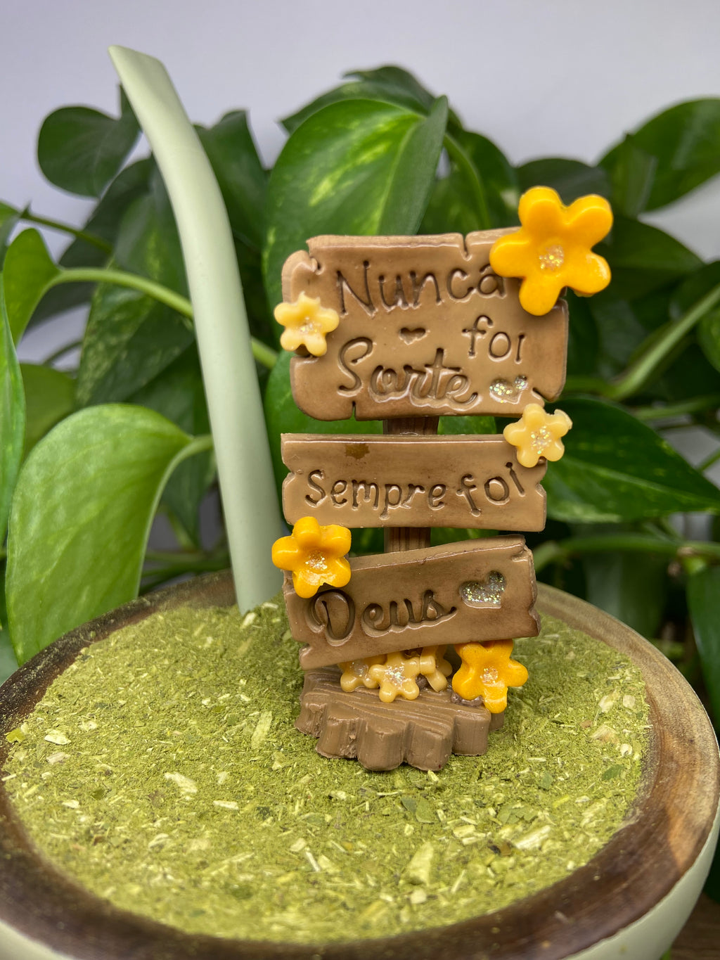 Plaquinha Nunca foi sorte sempre foi Deus| enfeite de chimarrão