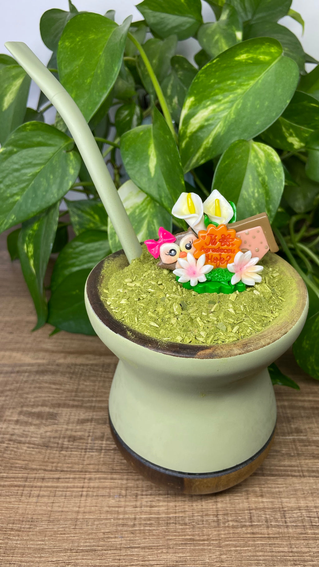 Já agradeceu hoje corujinha| enfeite de chimarrão