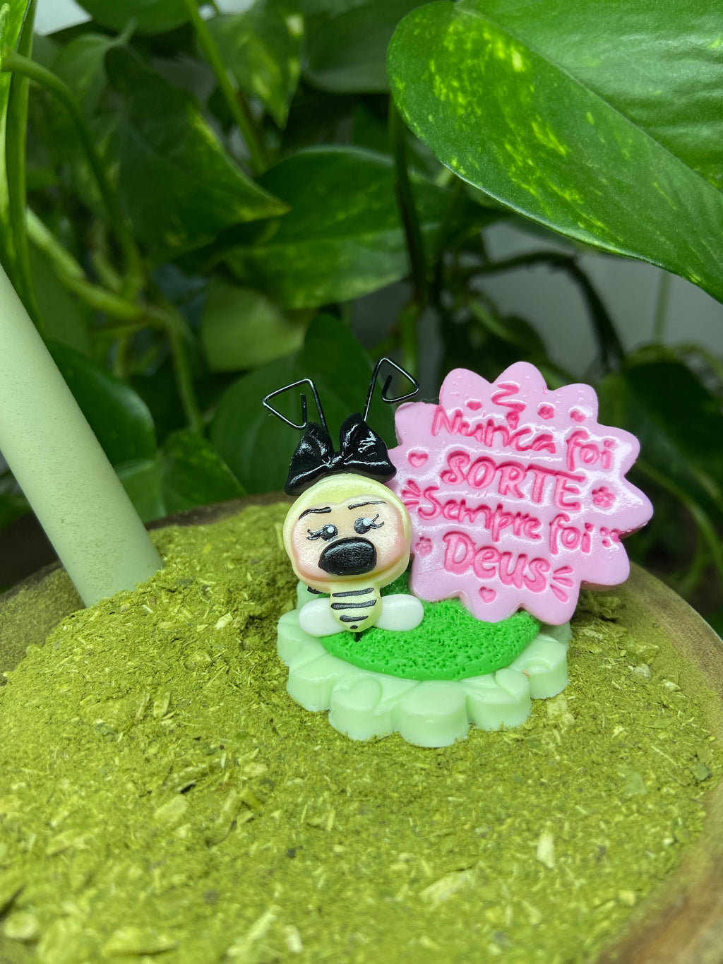 Nunca foi sorte sempre foi Deus Abelha pequena | enfeite de chimarrão