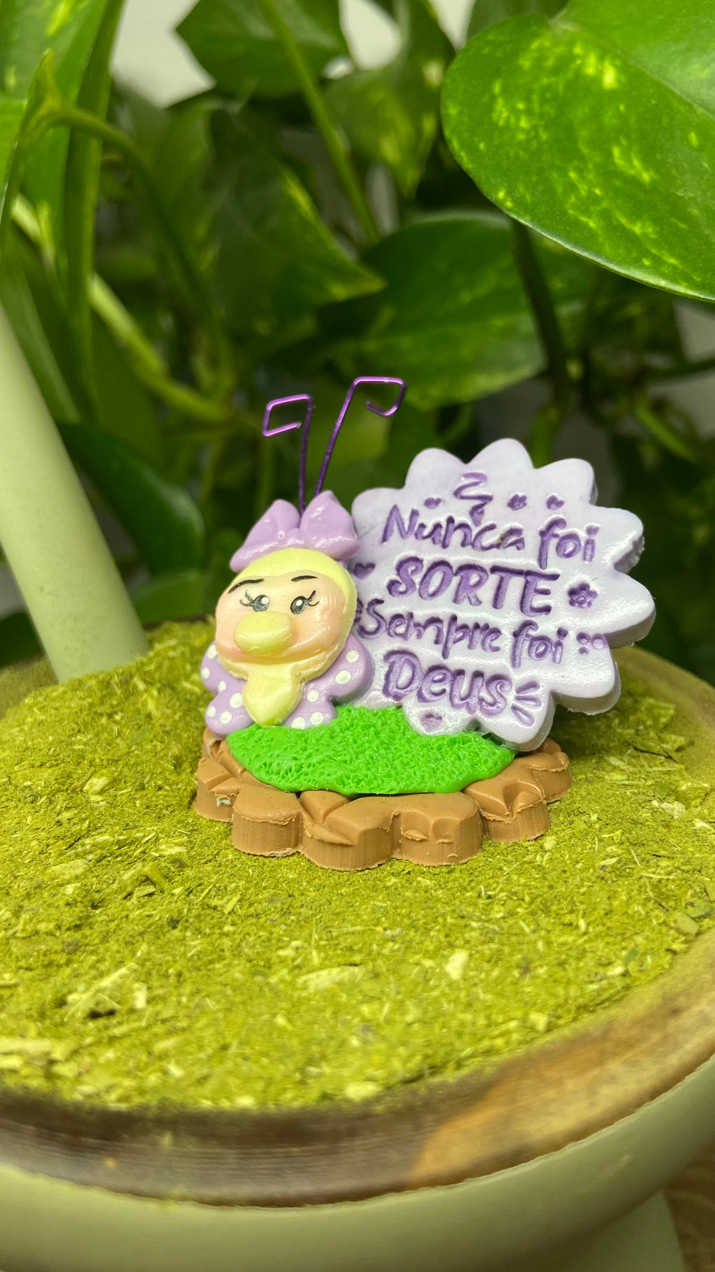 Nunca foi sorte sempre foi Deus Borboleta pequena | enfeite de chimarrão