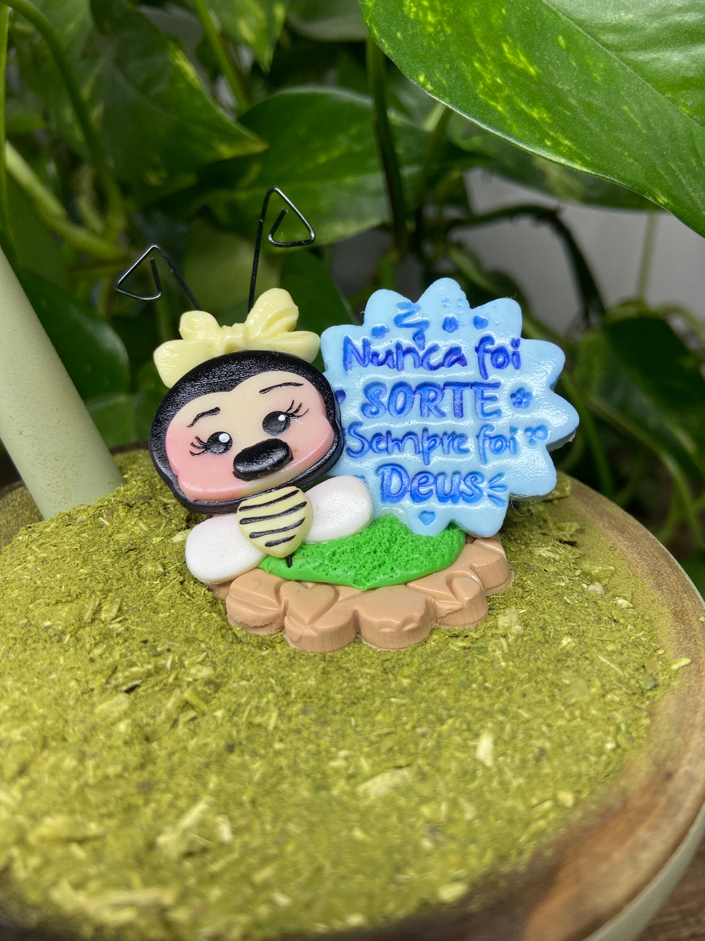 Nunca foi sorte sempre foi Deus Abelha grande | enfeite de chimarrão