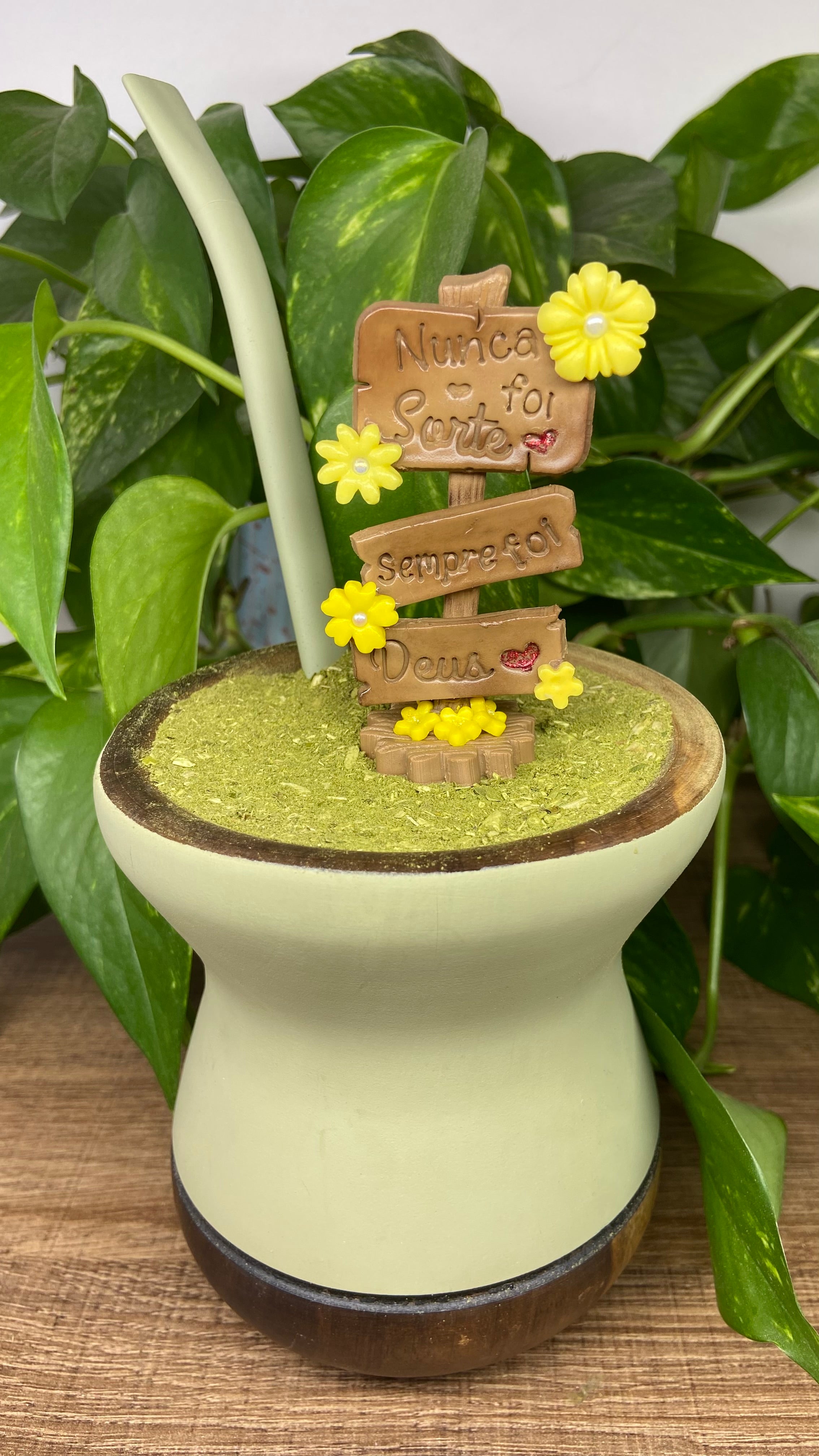 Plaquinha Nunca foi sorte sempre foi Deus| enfeite de chimarrão