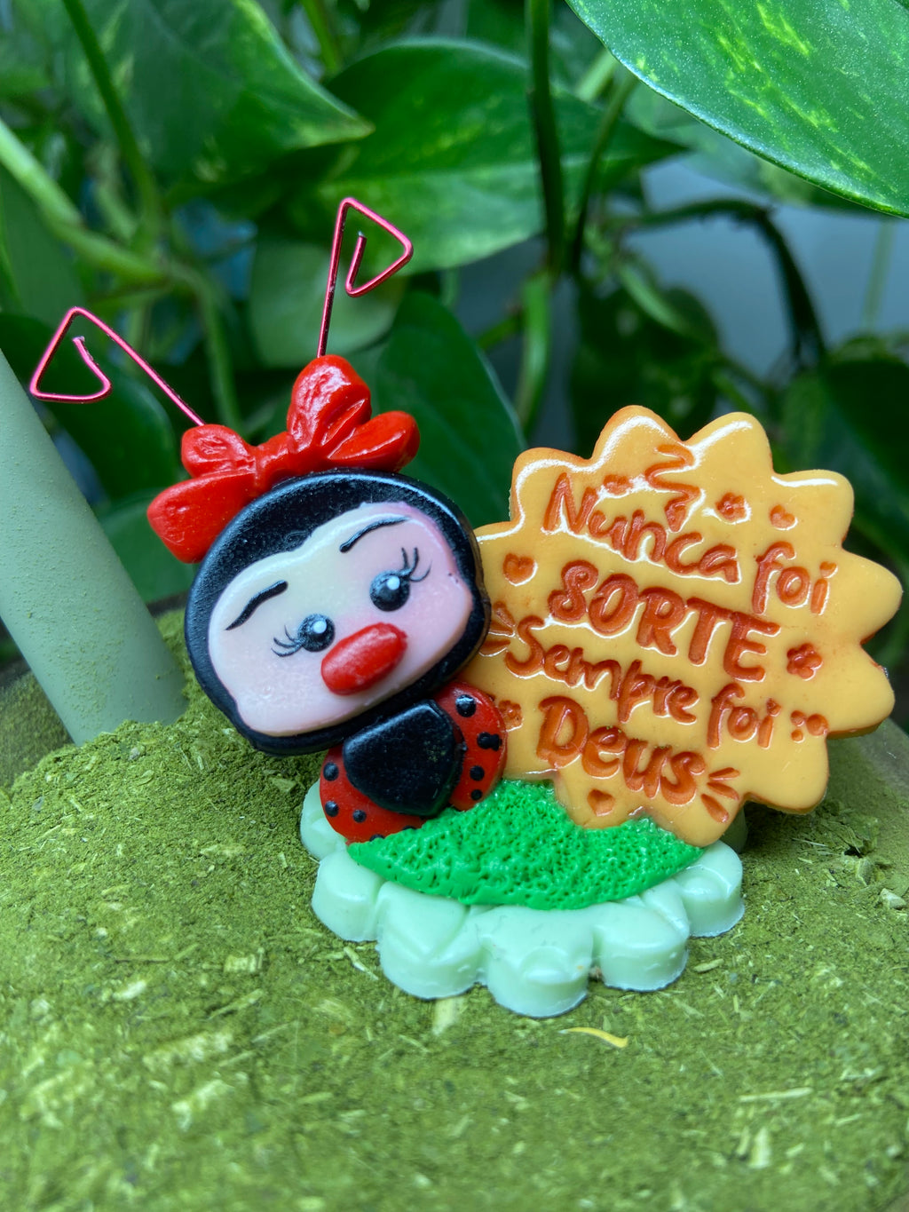 Nunca foi sorte sempre foi Deus Joaninha grande | enfeite de chimarrão