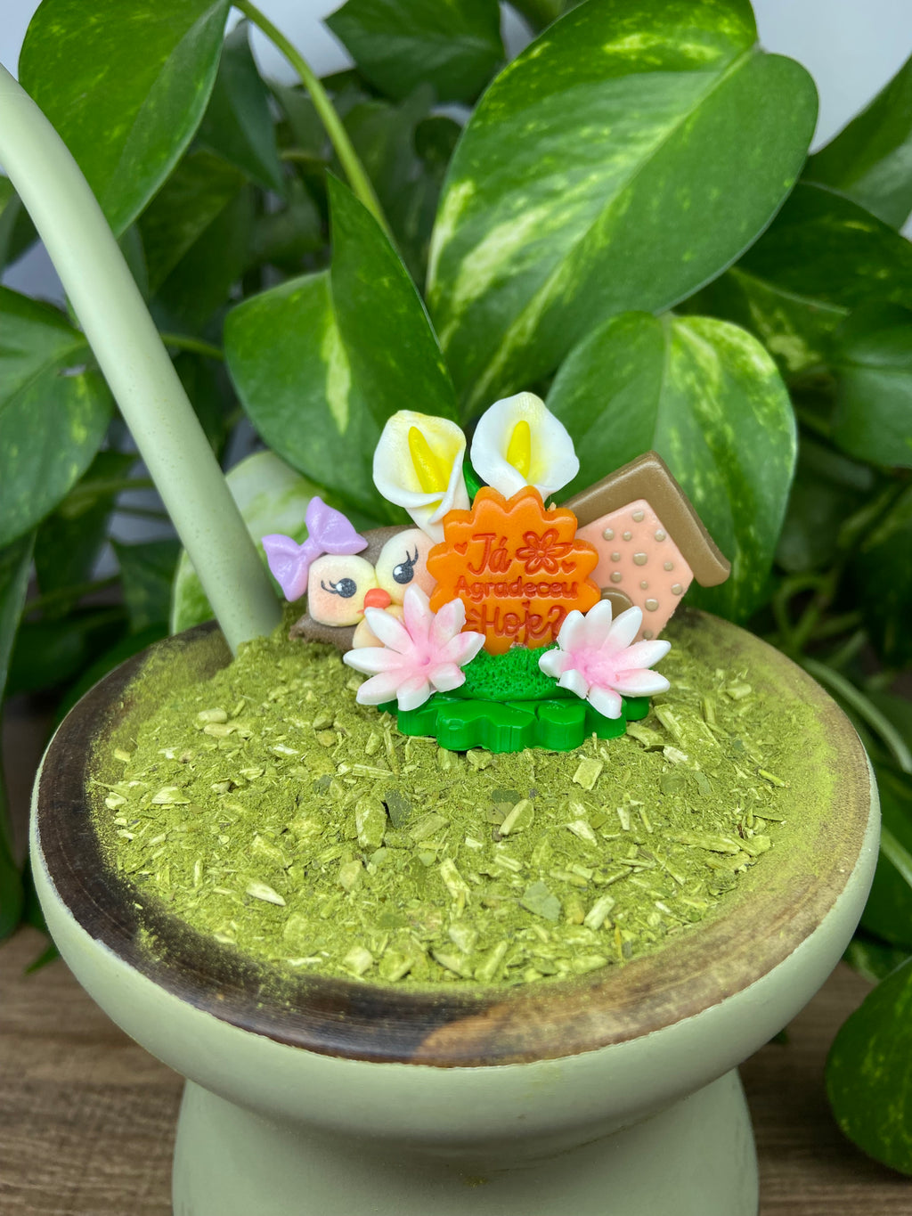 Já agradeceu hoje corujinha| enfeite de chimarrão