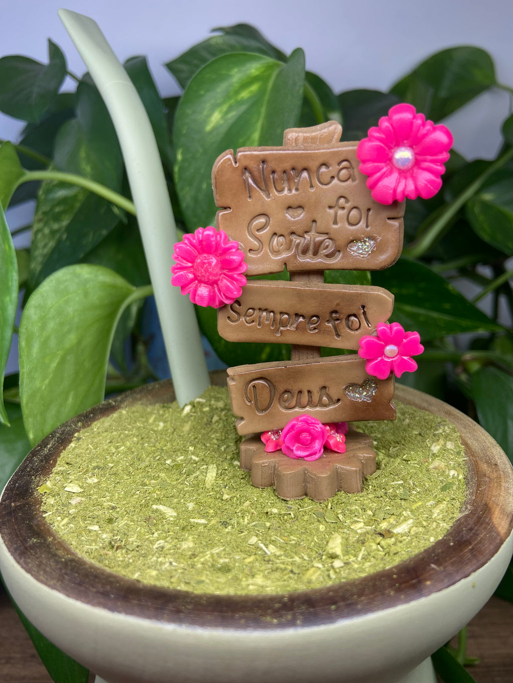 Plaquinha Nunca foi sorte sempre foi Deus| enfeite de chimarrão