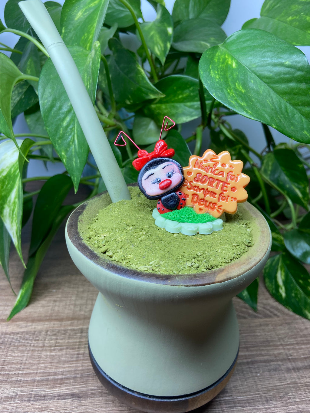 Nunca foi sorte sempre foi Deus Joaninha grande | enfeite de chimarrão