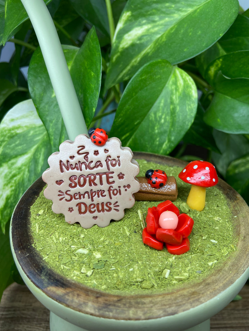 Kit Nunca foi sorte sempre foi Deus| enfeite de chimarrão