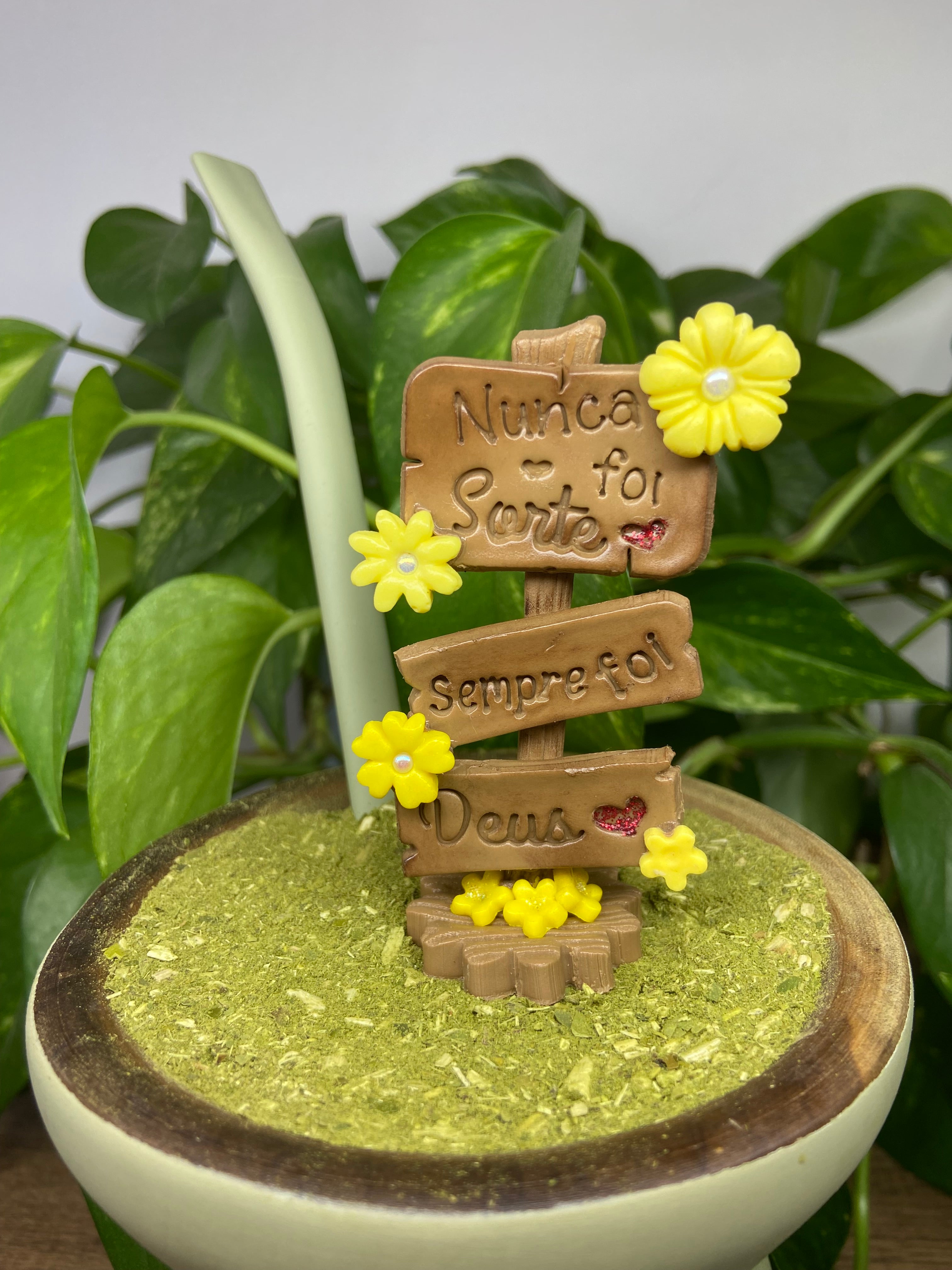 Plaquinha Nunca foi sorte sempre foi Deus| enfeite de chimarrão