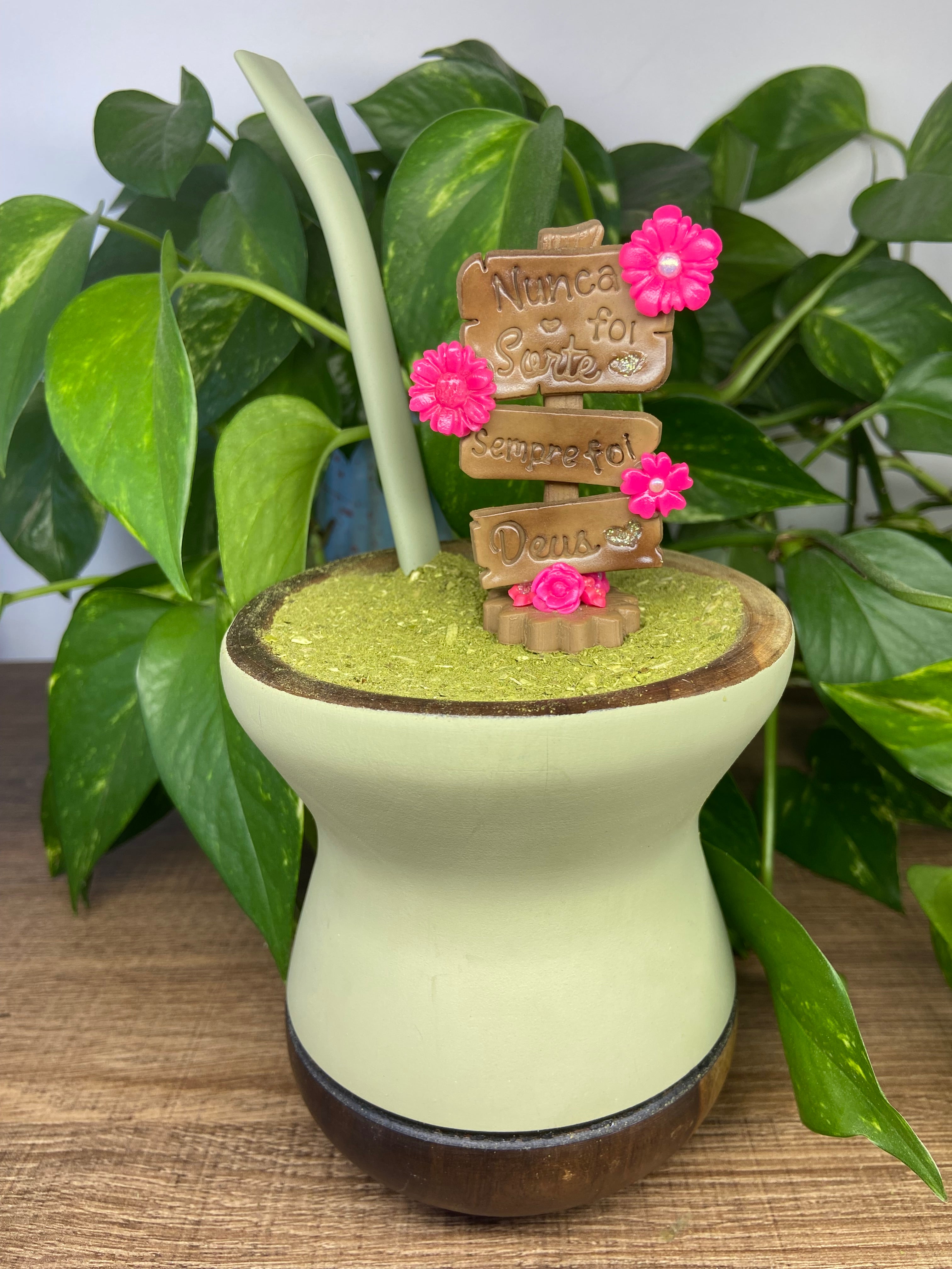 Plaquinha Nunca foi sorte sempre foi Deus| enfeite de chimarrão