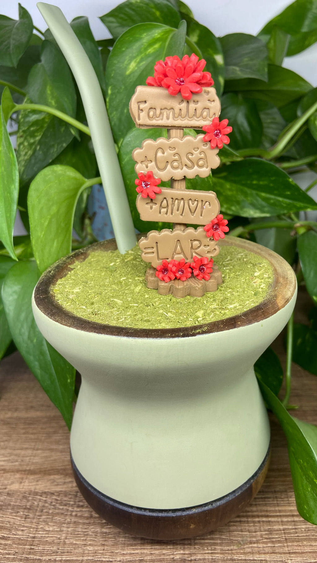 Plaquinha Familia + casa| enfeite de chimarrão