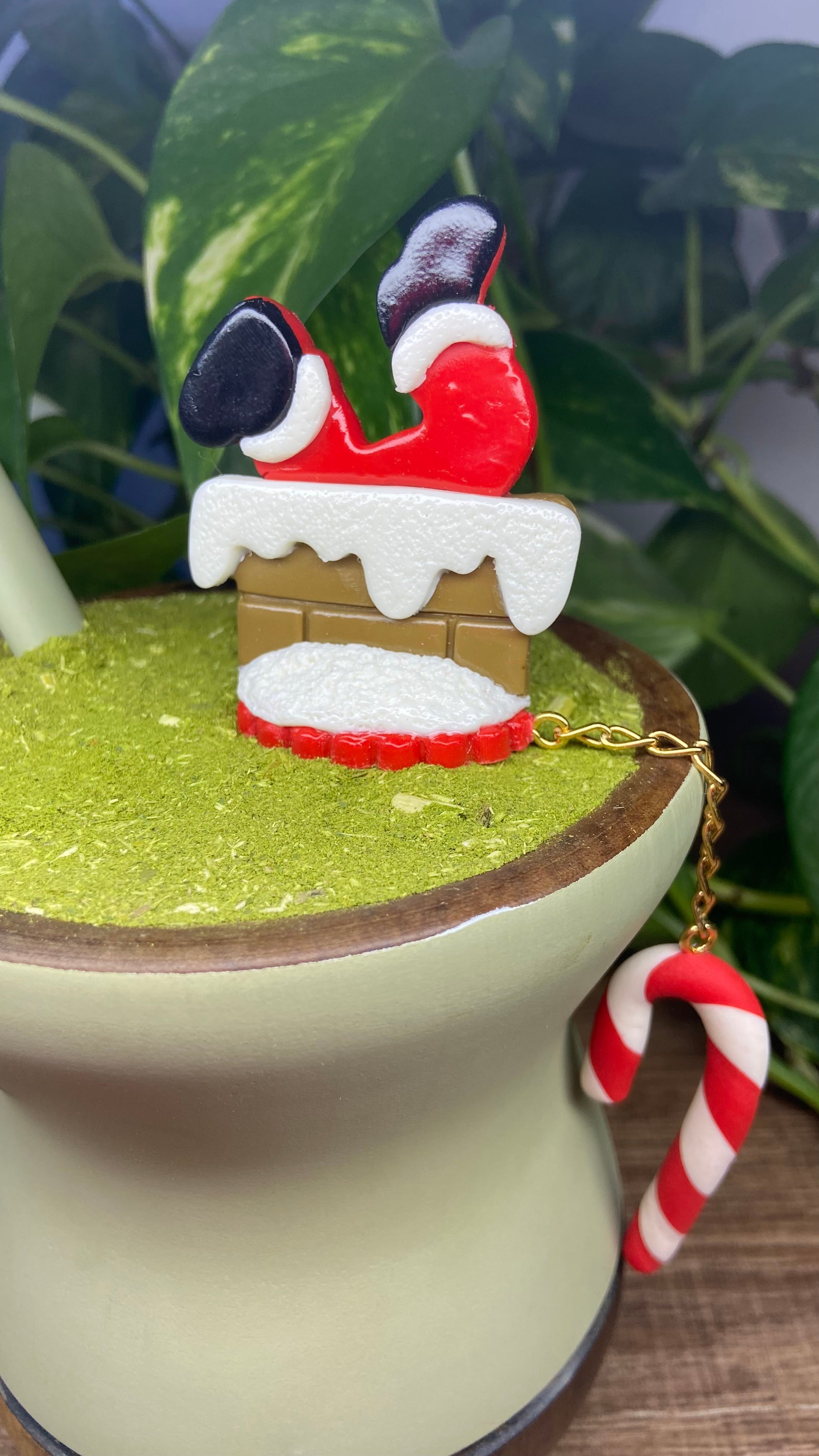 Papai Noel no Chaminé | enfeite de chimarrão