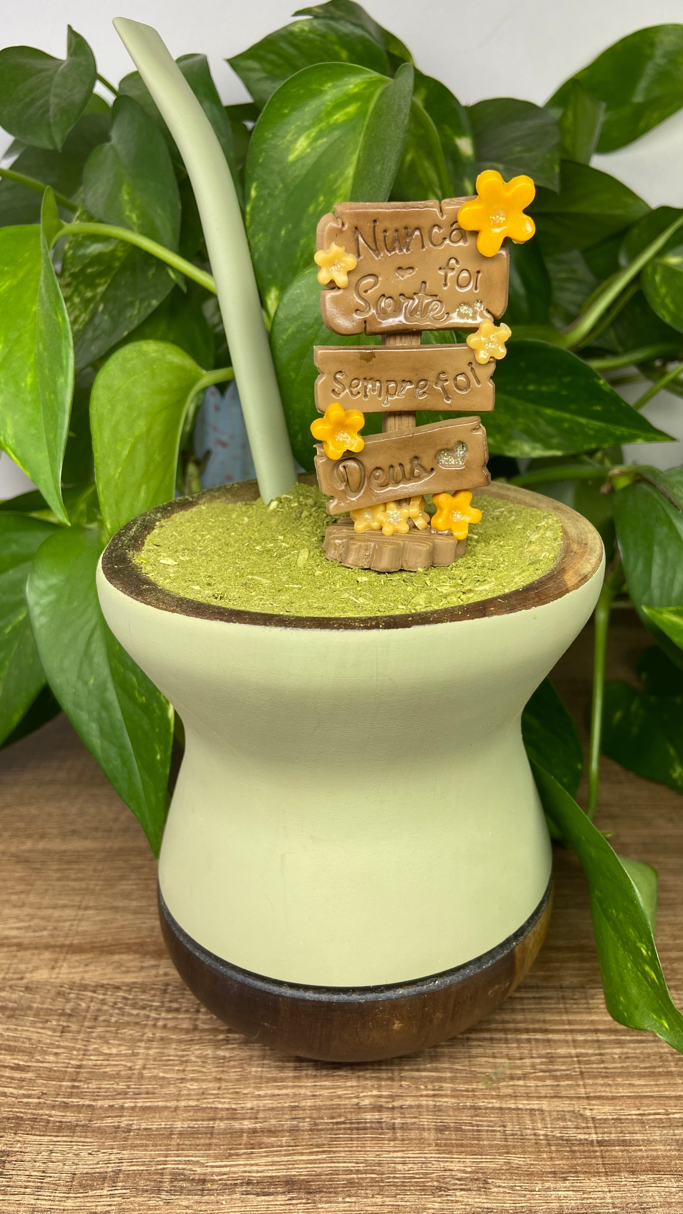 Plaquinha Nunca foi sorte sempre foi Deus| enfeite de chimarrão