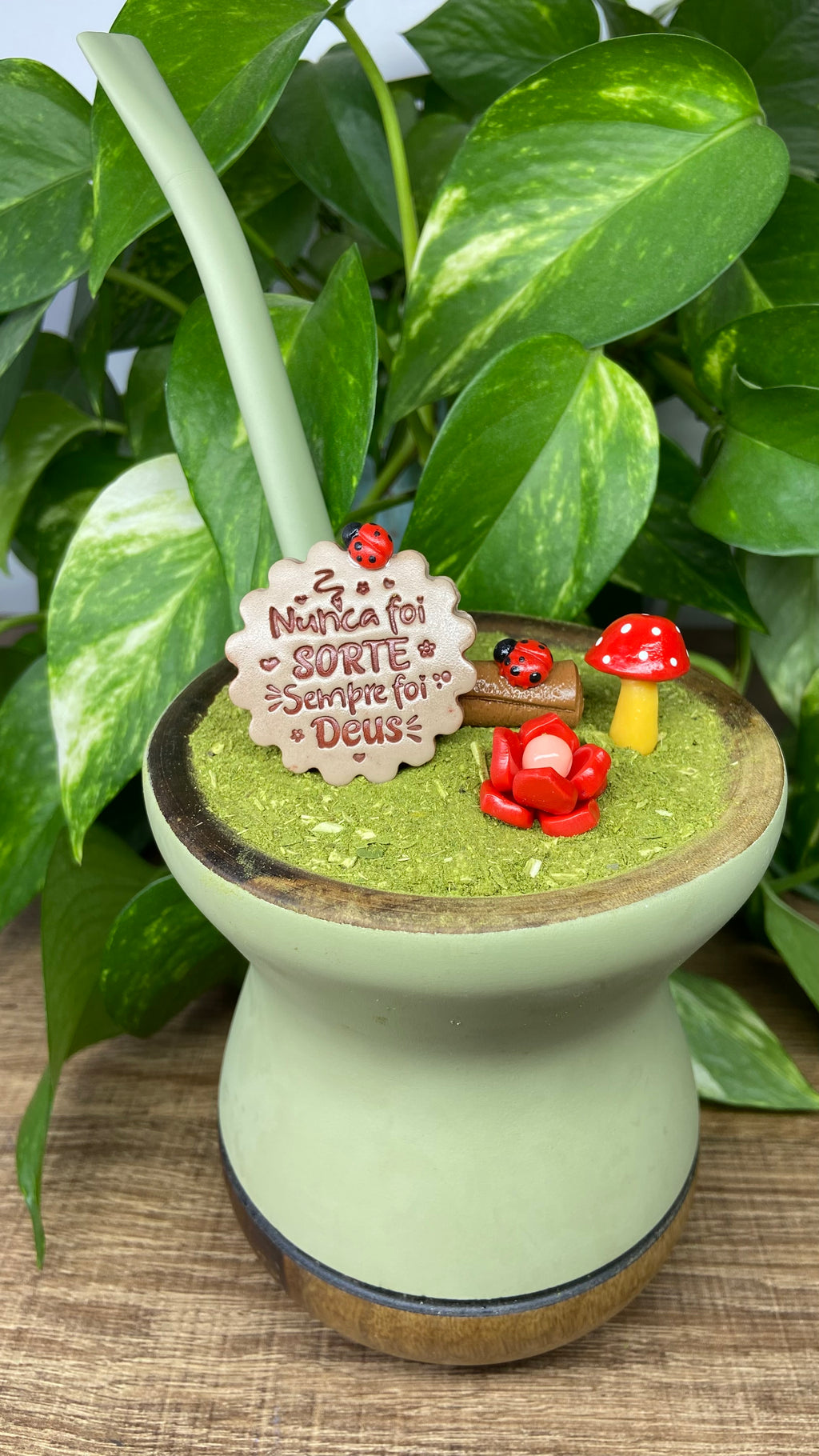 Kit Nunca foi sorte sempre foi Deus| enfeite de chimarrão