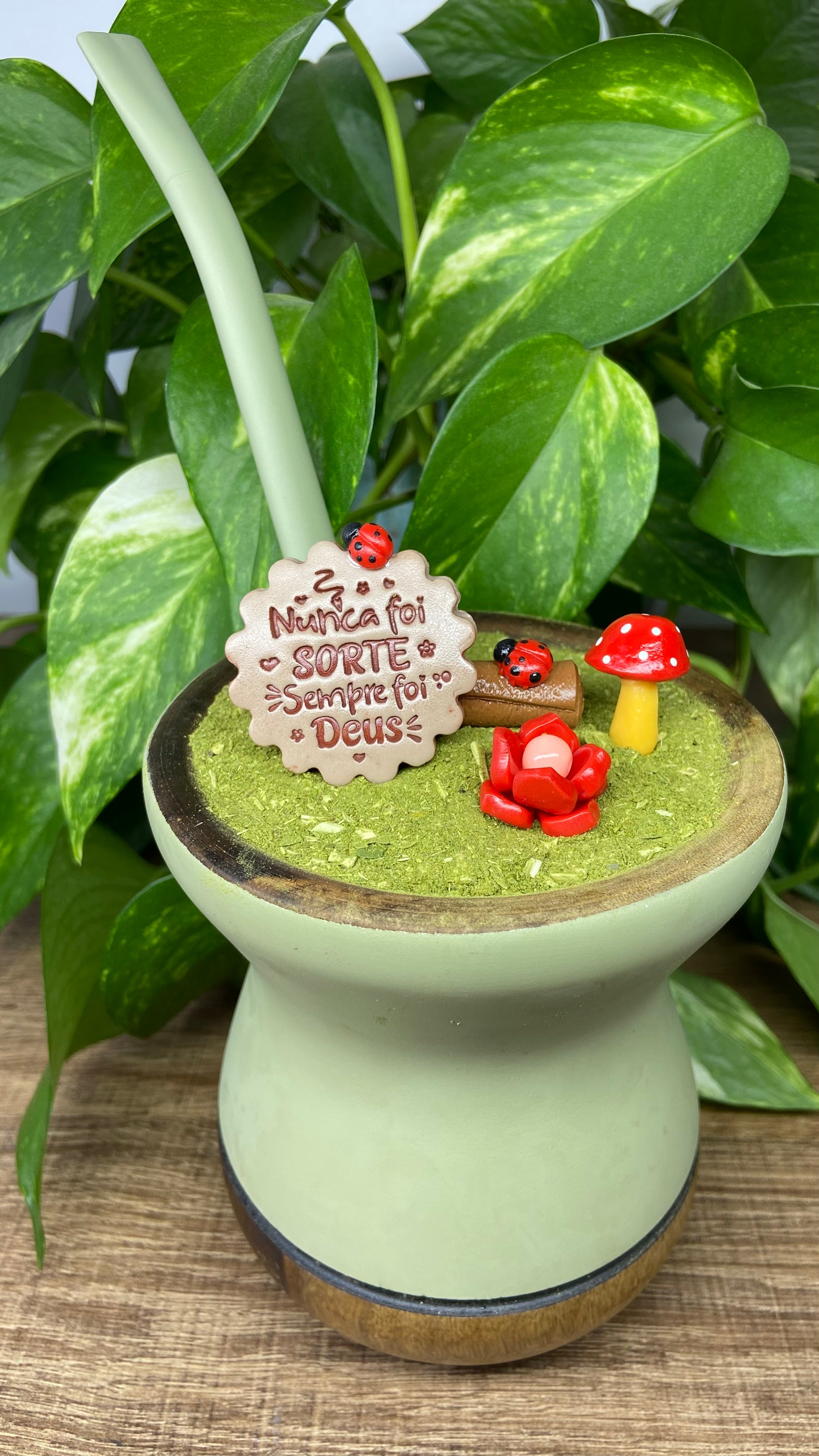 Kit Nunca foi sorte sempre foi Deus| enfeite de chimarrão