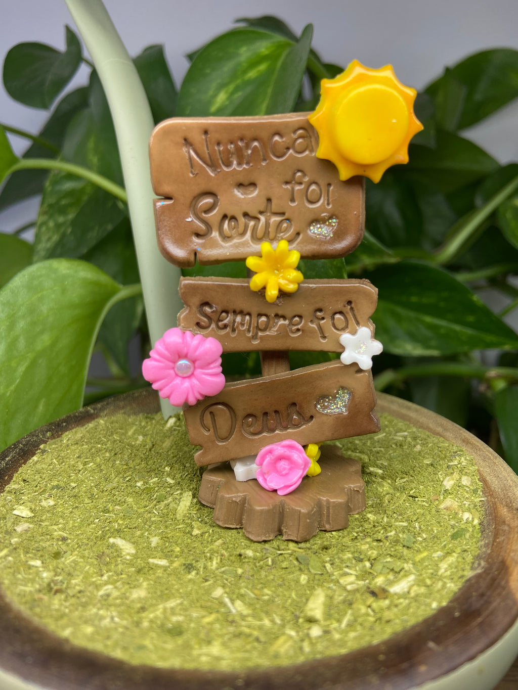 Plaquinha Nunca foi sorte sempre foi Deus| enfeite de chimarrão