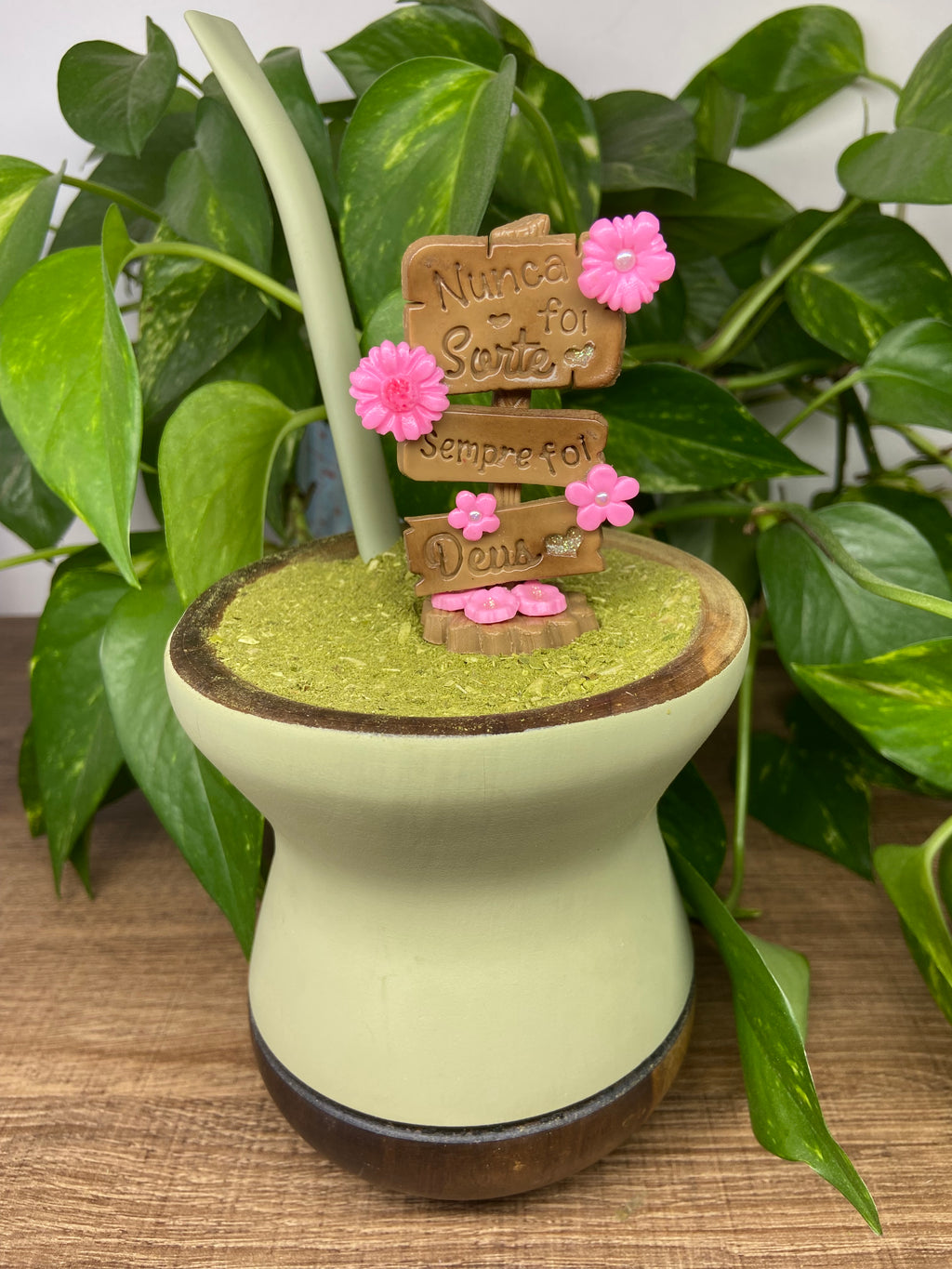 Plaquinha Nunca foi sorte sempre foi Deus| enfeite de chimarrão