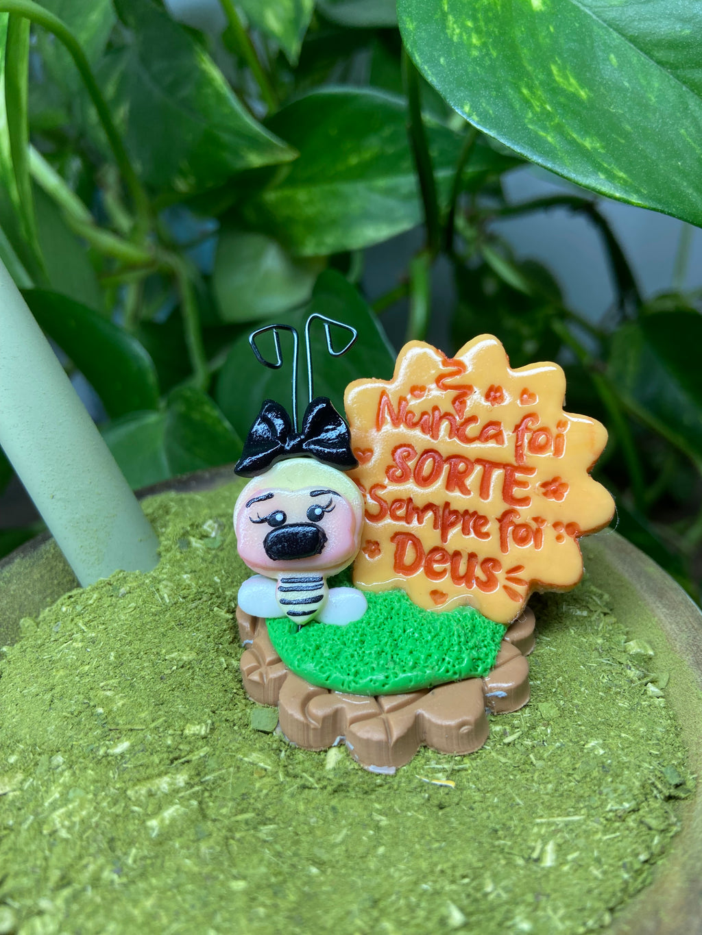 Nunca foi sorte sempre foi Deus Abelha pequena | enfeite de chimarrão