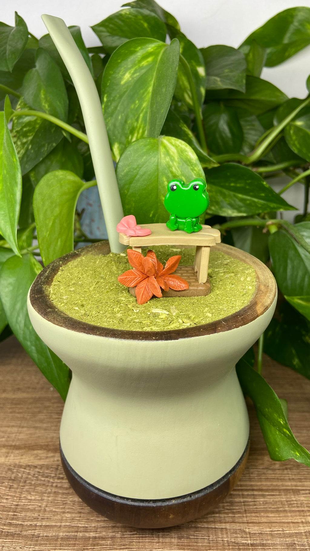 Sapinho no banco | enfeite de chimarrão