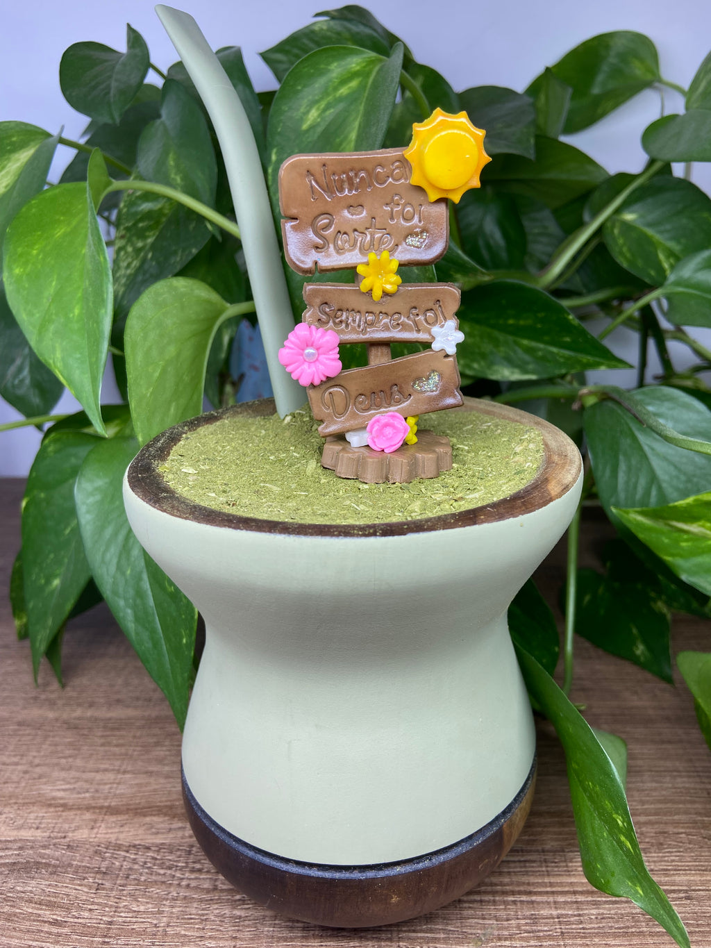 Plaquinha Nunca foi sorte sempre foi Deus| enfeite de chimarrão