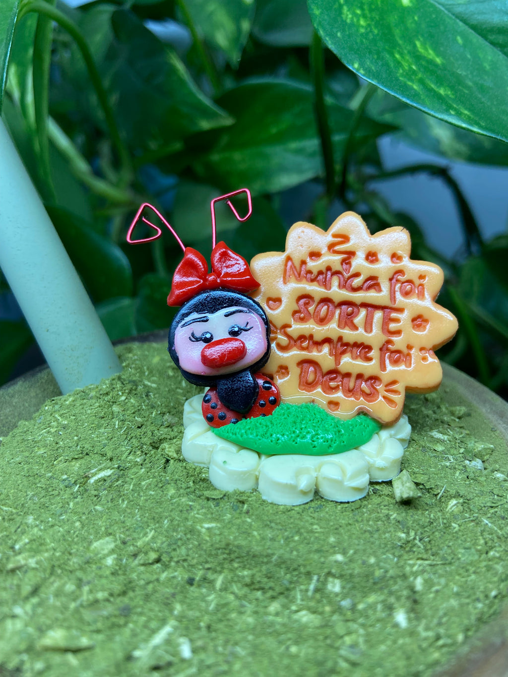 Nunca foi sorte sempre foi Deus Joaninha pequena | enfeite de chimarrão