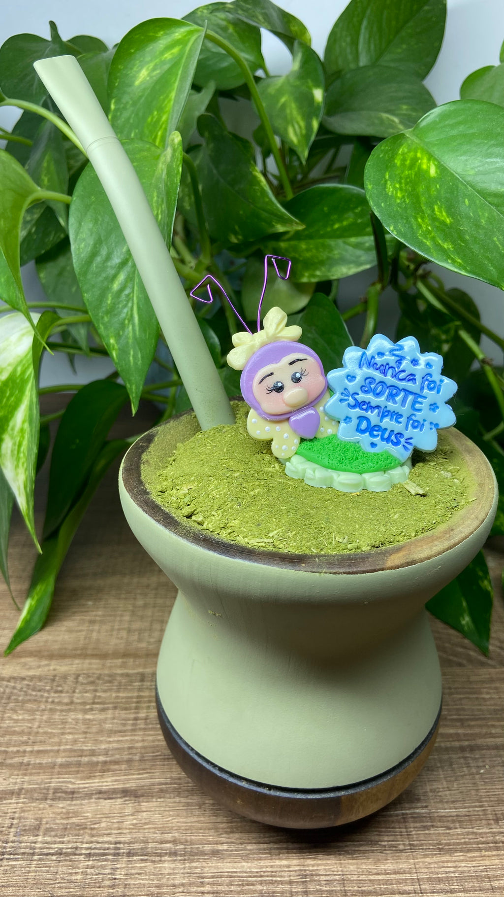 Nunca foi sorte sempre foi Deus Borboleta grande | enfeite de chimarrão