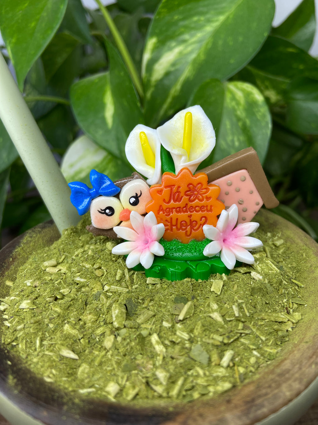 Já agradeceu hoje corujinha| enfeite de chimarrão