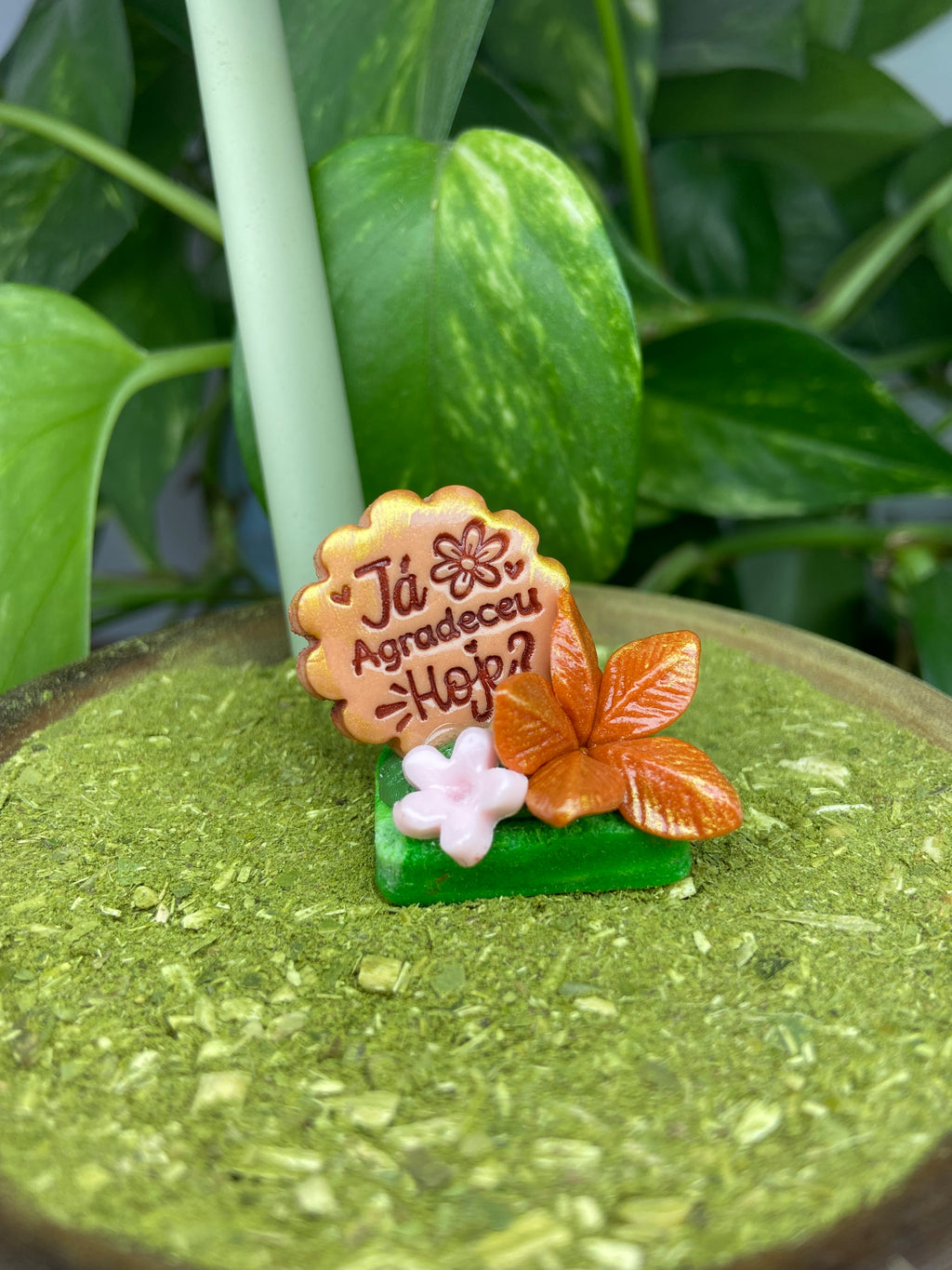 Já agradeceu hoje? Pequeno| enfeite de chimarrão