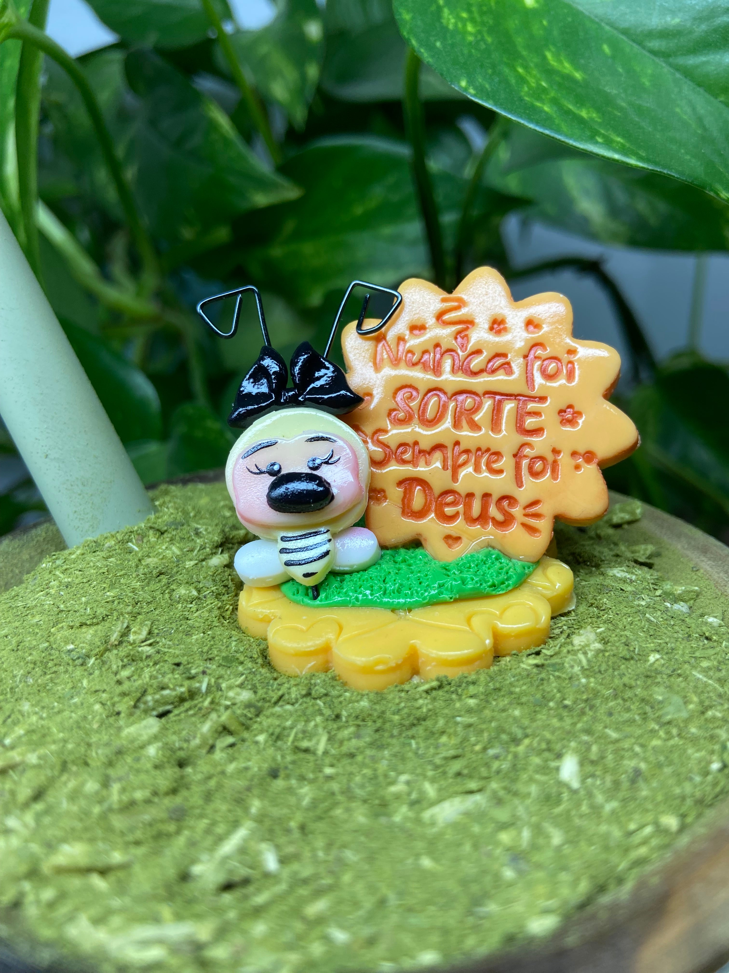 Nunca foi sorte sempre foi Deus Abelha pequena | enfeite de chimarrão